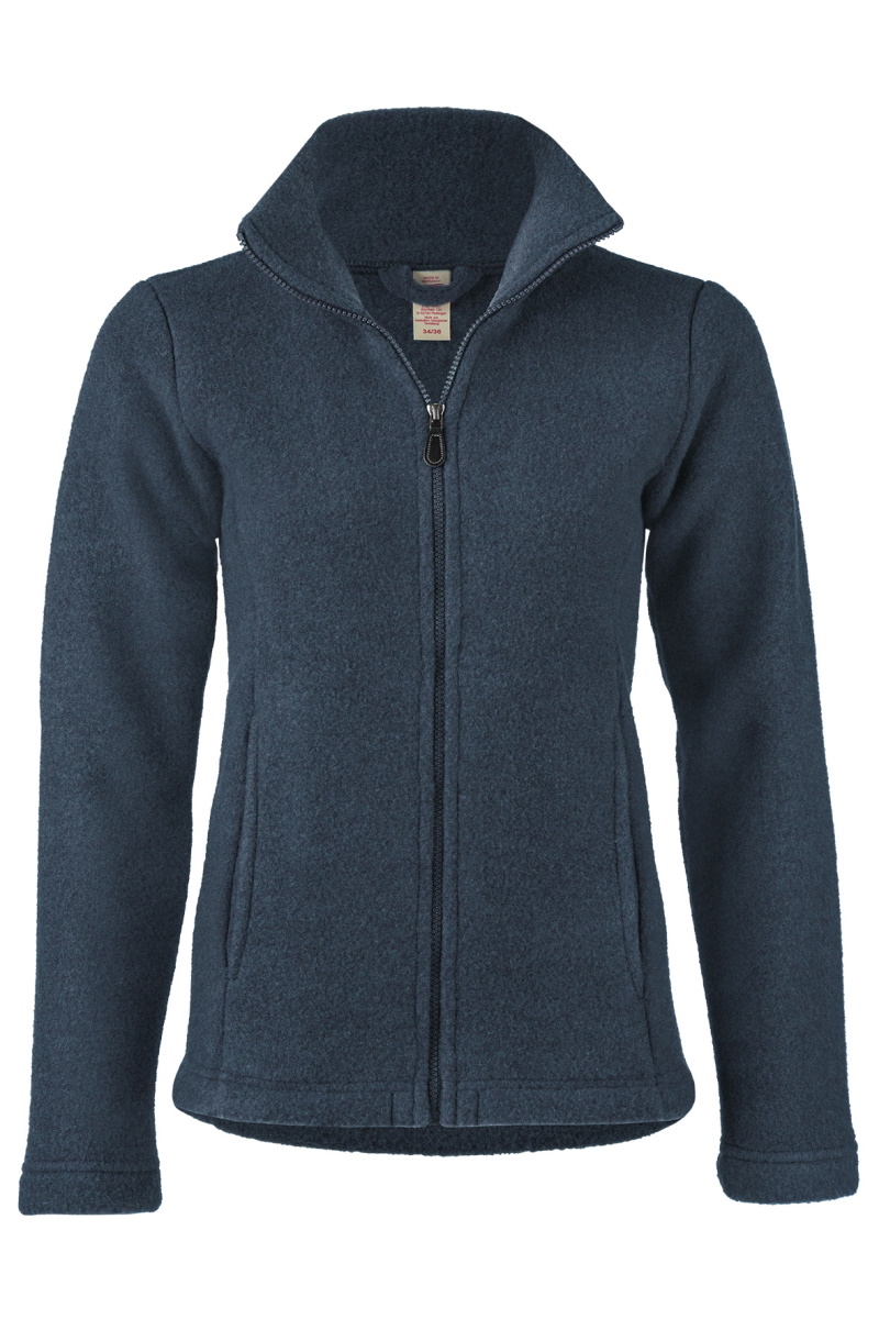 Damen Jacke mit Reißverschluss, tailiert, mit Taschen, dickes Fleece 100% Schurwolle (kbT) (Bio-GOTS