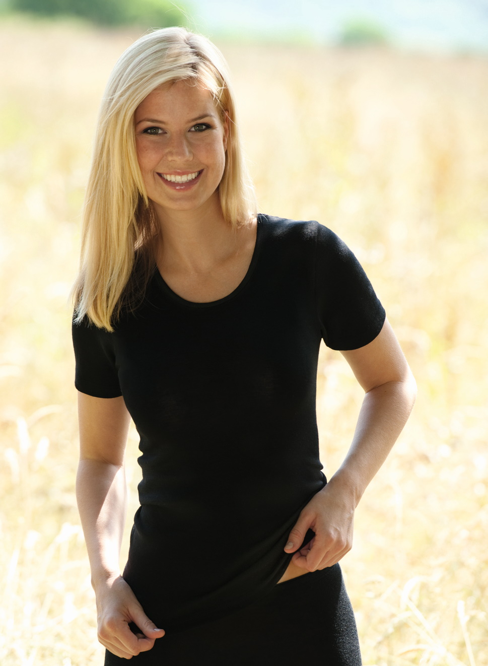 Damen-Shirt, kurzarm, 70%Wolle 30%Seide (Bio-GOTS, IVN)