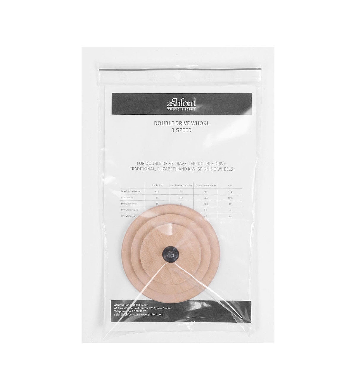 Ashford Standard Wirtel DDWP-3Speed natur, 2-fädig 2-fädig Eliz/Trad/Trav 1-fädig Kiwi