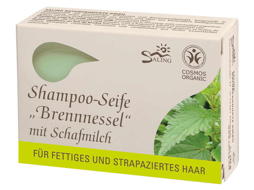 Shampoo-Seife Saling Bio Schafmilch "Brennnessel", 125 g (9221)