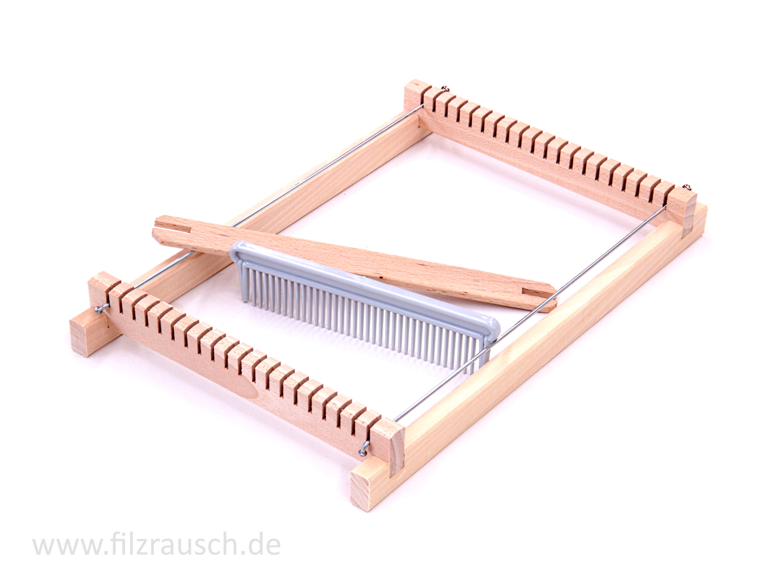 Filzrausch Klein-Webrahmen 29x19cm mit seitlichen Metallstangen