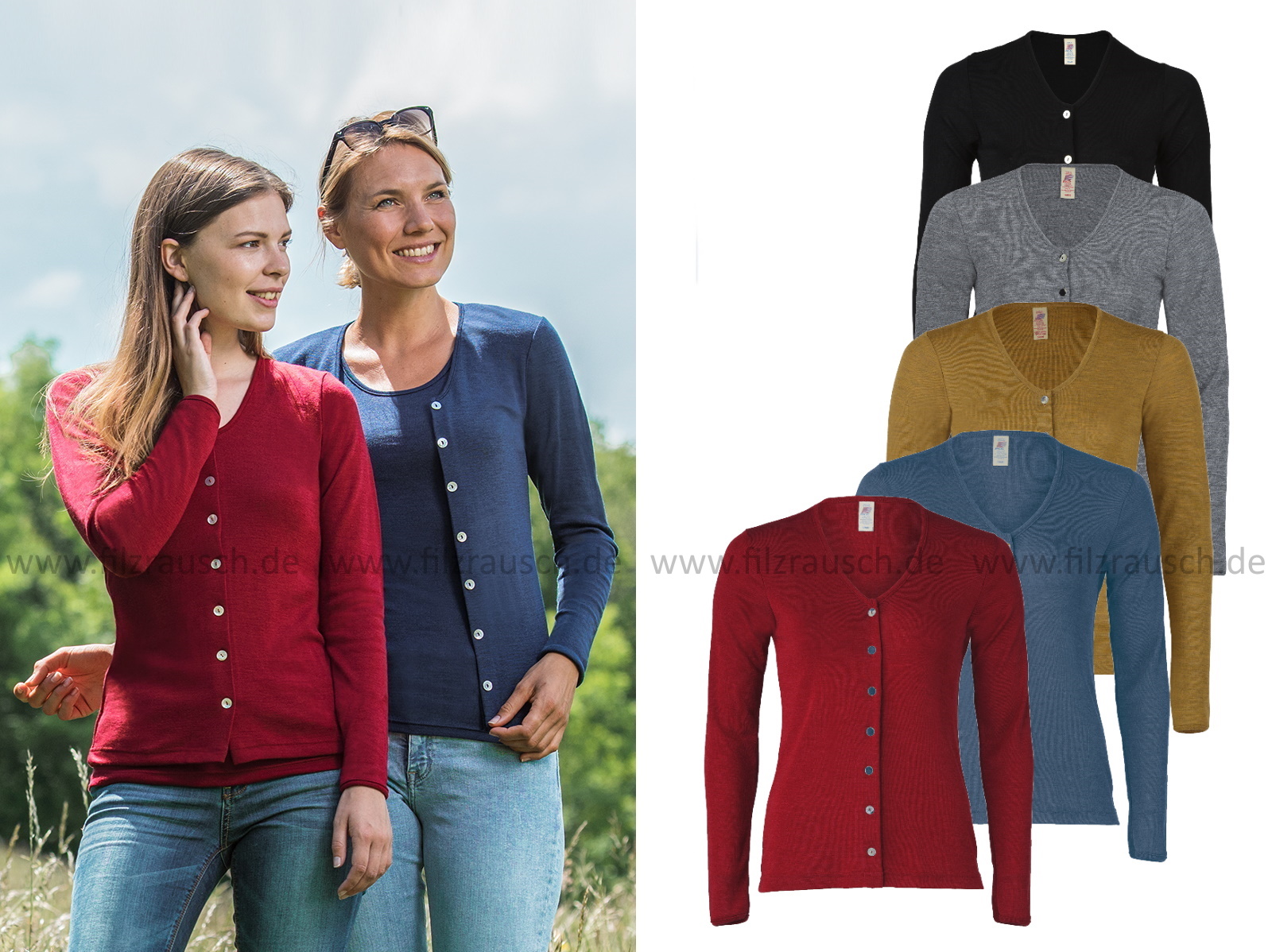 Damen-Cardigan, 70% Schurwolle (kbT) 30% Seide (Bio-GOTS)
