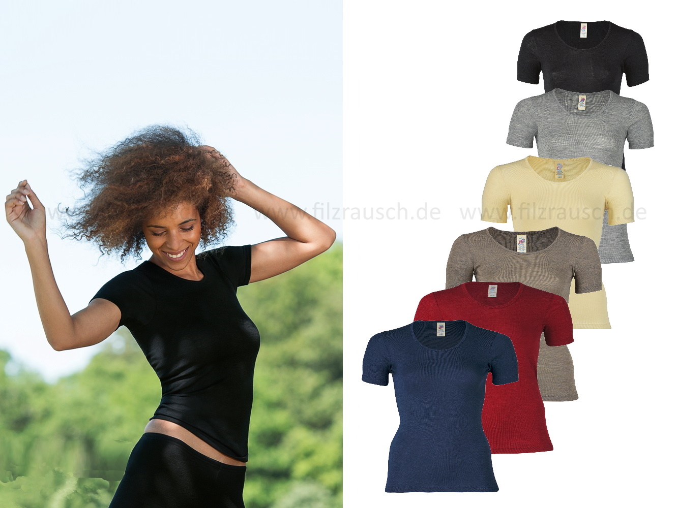 Damen-Shirt, kurzarm, 70%Wolle 30%Seide (Bio-GOTS, IVN)