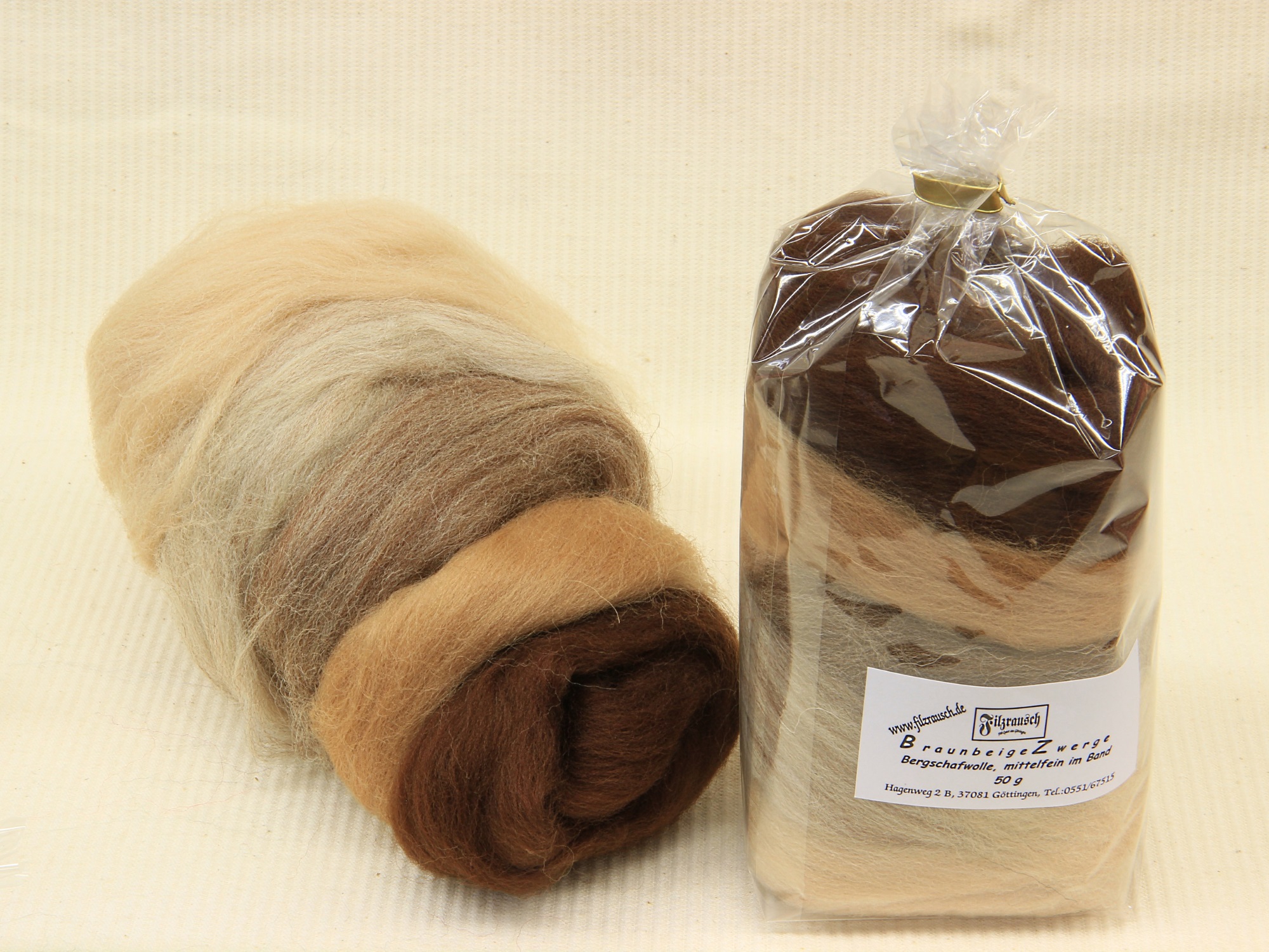 Bergschaf Mix - Braunbeige Zwerge (beige-braun) mittelfein 50 g im Band