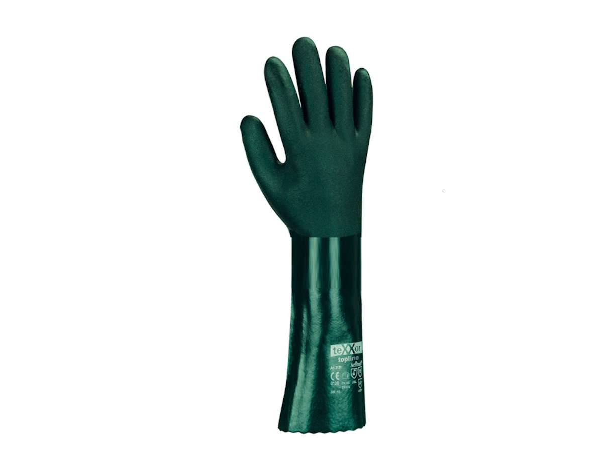wieder lieferbar - Savety Handschuhe PVC grün Gr.10/XL, extra stark, ca. 40cm lang