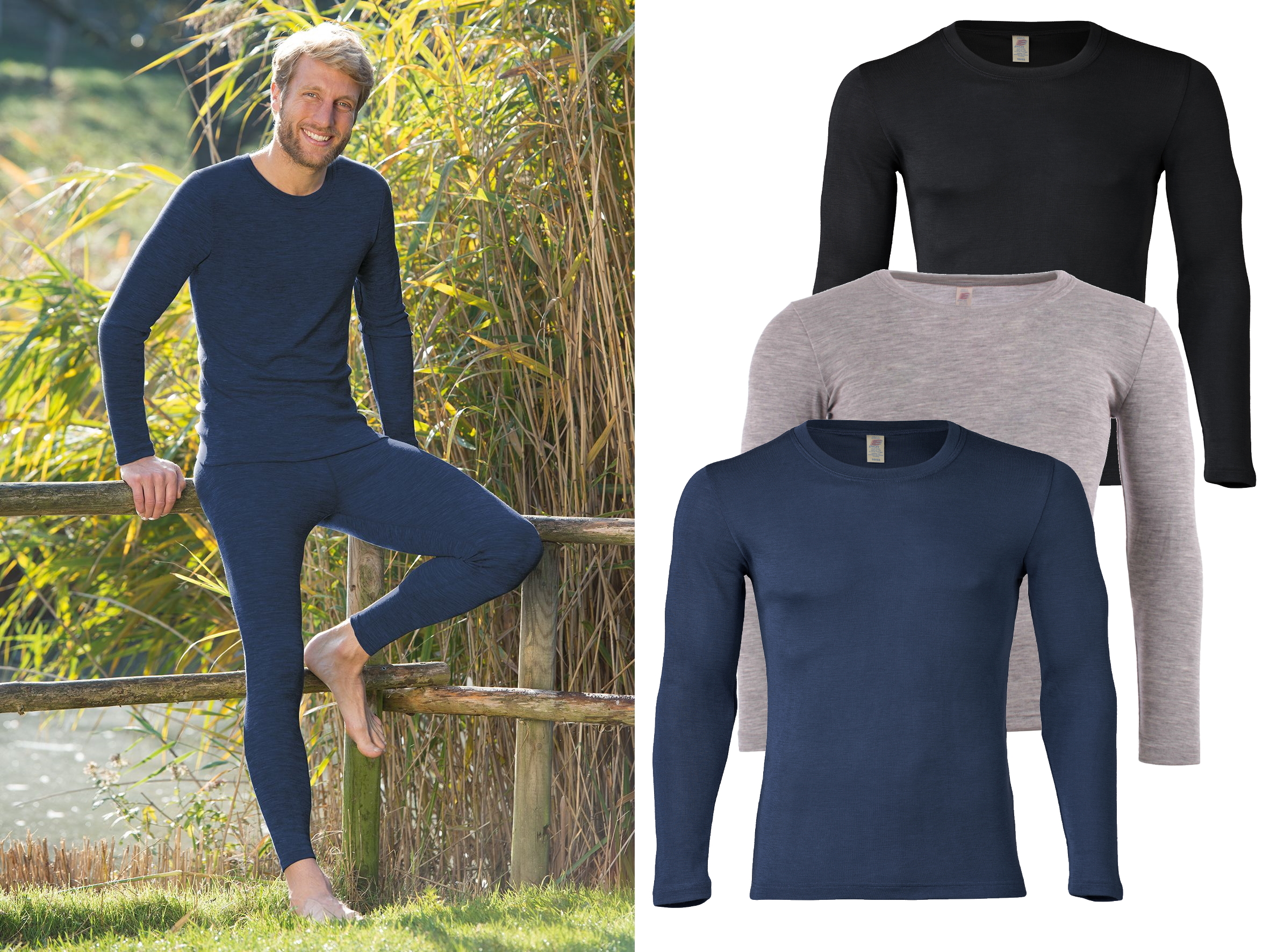 Herren-Shirt mit langem Arm, 70% Wolle (kbT)/30% Seide  (Bio-GOTS)