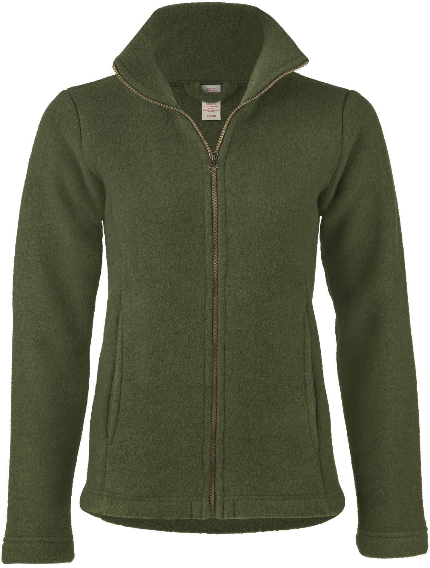 Damen Jacke mit Reißverschluss, tailiert, mit Taschen, dickes Fleece 100% Schurwolle (kbT) (Bio-GOTS