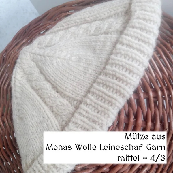 "Monas Wolle" Leineschaf Garn aus der Region - mittel  133m 100% Wolle - naturweiß 100g