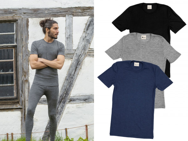 Herren-Shirt, kurzarm, 70%Wolle 30%Seide (Bio-GOTS, IVN)