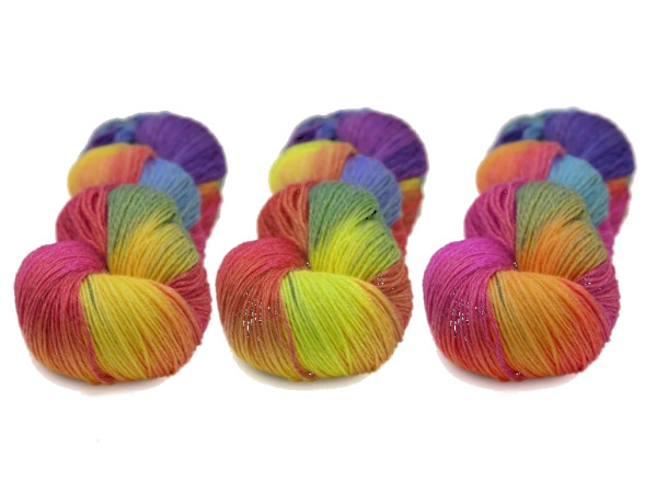 Sockengarn 4-fädig Mailand 425m 20% Ramie - 60% Wolle-20% Seide - harlekin handgefärbt 100g T19