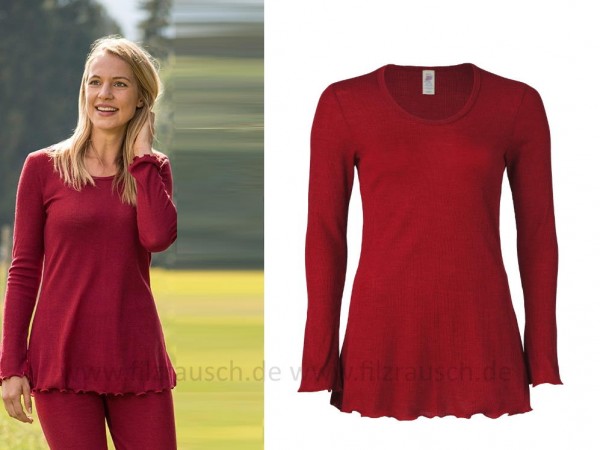 Longshirt. langarm, mit Rollsaum, malve 100% Wolle (Bio-GOTS)