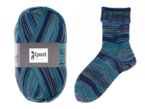 Sockengarn 6-fädig Irland blau 67-62, 420m 75%Wolle - 25% Polyamid - 150g