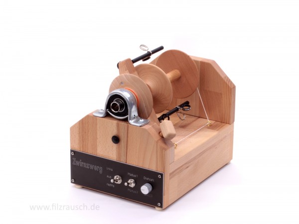 Holzwurmwolle E-Spinner Modell Zwirnzwerg 2.0 mit Transporttasche