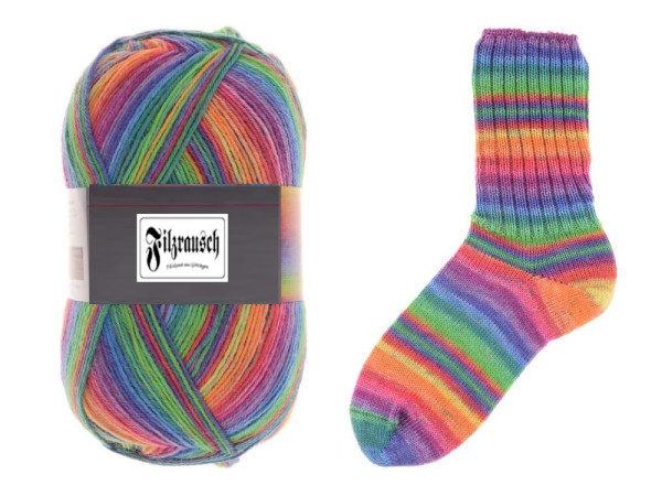Sockengarn 4-fädig rainbow2 339-02, 420m 75%Wolle - 25% Polyamid - 100g